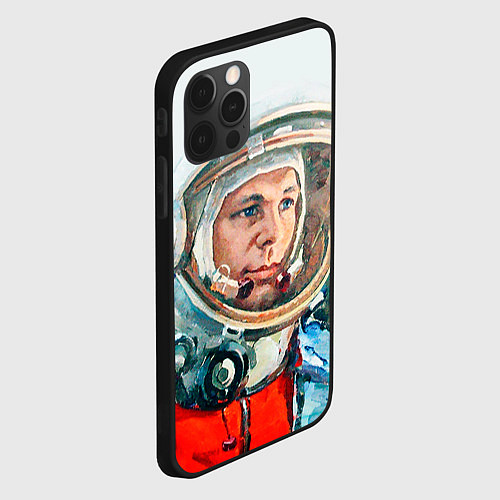 Чехол iPhone 12 Pro Гагарин в полете / 3D-Черный – фото 2