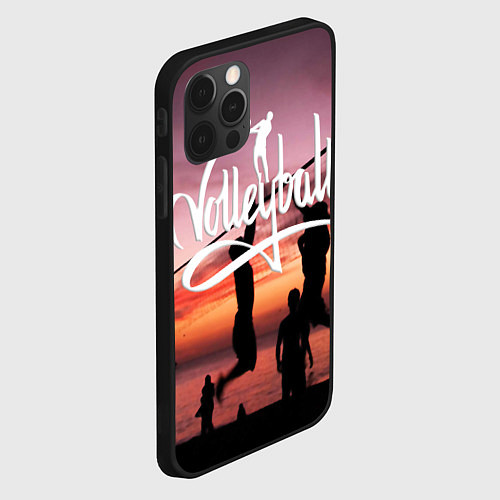 Чехол iPhone 12 Pro Пляжный волейбол на закате / 3D-Черный – фото 2