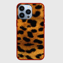 Чехол для iPhone 13 Pro Шкура леопарда, цвет: 3D-красный