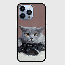 Чехол для iPhone 13 Pro Котик фотограф, цвет: 3D-черный