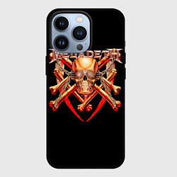Чехол для iPhone 13 Pro Megadeth: Gold Skull, цвет: 3D-черный