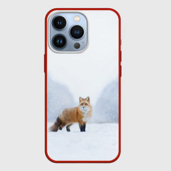 Чехол для iPhone 13 Pro Лиса на снегу, цвет: 3D-красный