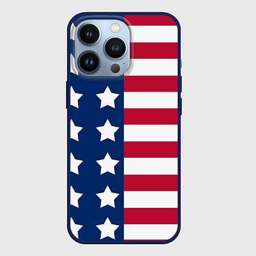 Чехол iPhone 13 Pro USA Flag / 3D-Тёмно-синий – фото 1