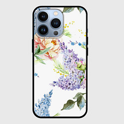 Чехол для iPhone 13 Pro Сирень и Пионы, цвет: 3D-черный