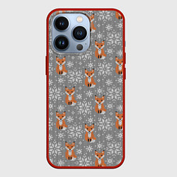 Чехол для iPhone 13 Pro Зимние лисицы, цвет: 3D-красный