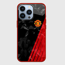 Чехол для iPhone 13 Pro FC Manchester United: Abstract, цвет: 3D-красный