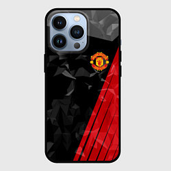 Чехол для iPhone 13 Pro FC Manchester United: Abstract, цвет: 3D-черный