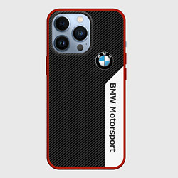 Чехол для iPhone 13 Pro BMW CARBON БМВ КАРБОН, цвет: 3D-красный