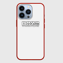 Чехол для iPhone 13 Pro Sarcasm хим элемент надпись, цвет: 3D-красный
