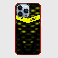 Чехол для iPhone 13 Pro CS:GO Yellow Carbon, цвет: 3D-красный