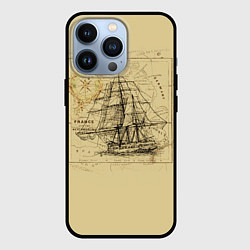Чехол для iPhone 13 Pro Старая карта и корабль, цвет: 3D-черный