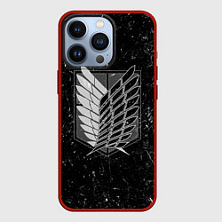 Чехол для iPhone 13 Pro Атака Титанов: белая пыль, цвет: 3D-красный
