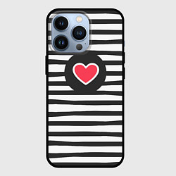 Чехол для iPhone 13 Pro Сердце в полоску, цвет: 3D-черный