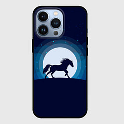 Чехол для iPhone 13 Pro Лошадь под луной, цвет: 3D-черный