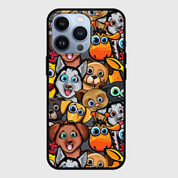 Чехол для iPhone 13 Pro Веселые собаки, цвет: 3D-черный