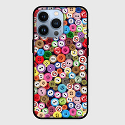 Чехол для iPhone 13 Pro Пуговицы - паттерн, цвет: 3D-черный