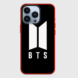 Чехол для iPhone 13 Pro BTS лого белое, цвет: 3D-красный