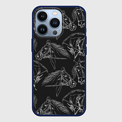 Чехол для iPhone 13 Pro Кони, цвет: 3D-тёмно-синий