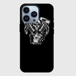 Чехол для iPhone 13 Pro Движковый череп, цвет: 3D-черный