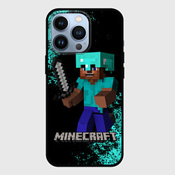 Чехол для iPhone 13 Pro MINECRAFT, цвет: 3D-черный