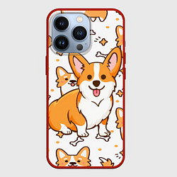 Чехол для iPhone 13 Pro Корги, цвет: 3D-красный