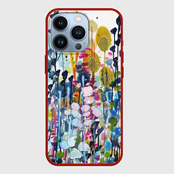 Чехол для iPhone 13 Pro Watercolor Flowers, цвет: 3D-красный