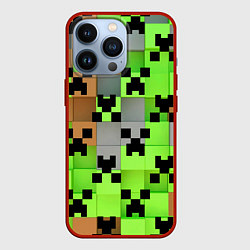 Чехол для iPhone 13 Pro Minecraft, цвет: 3D-красный