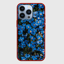 Чехол для iPhone 13 Pro Поле синих цветов фиалки лето, цвет: 3D-красный
