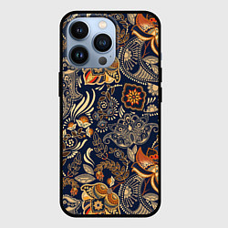 Чехол для iPhone 13 Pro Узор орнамент цветы этно, цвет: 3D-черный