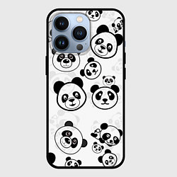 Чехол для iPhone 13 Pro Панды, цвет: 3D-черный