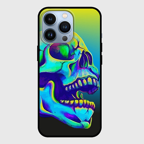 Чехол iPhone 13 Pro Neon skull / 3D-Черный – фото 1