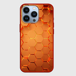 Чехол для iPhone 13 Pro Золотые 3D плиты, цвет: 3D-красный