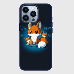 Чехол для iPhone 13 Pro Лисы-геймеры, цвет: 3D-тёмно-синий