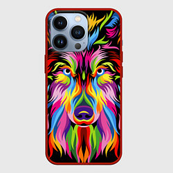 Чехол для iPhone 13 Pro Neon wolf, цвет: 3D-красный