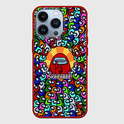 Чехол для iPhone 13 Pro Among Us SHHHHHHH!, цвет: 3D-красный