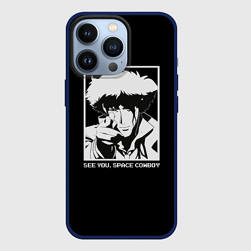 Чехол iPhone 13 Pro Увидимся, ковбой / 3D-Тёмно-синий – фото 1