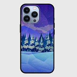 Чехол для iPhone 13 Pro Зимний лес, цвет: 3D-черный