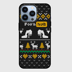 Чехол для iPhone 13 Pro Pornhub свитер с оленями, цвет: 3D-черный