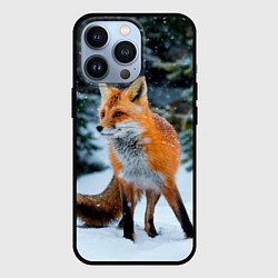 Чехол для iPhone 13 Pro Лиса в зимнем лесу, цвет: 3D-черный