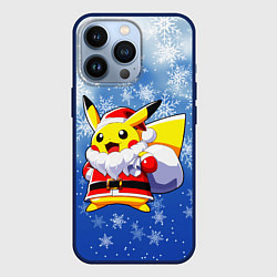 Чехол для iPhone 13 Pro НОВОГОДНИЙ ПИКАЧУ, цвет: 3D-тёмно-синий
