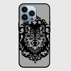 Чехол для iPhone 13 Pro Благородный серый волк, цвет: 3D-черный