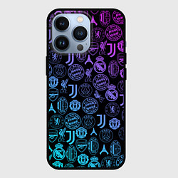 Чехол для iPhone 13 Pro ЛОГО ФУТБОЛЬНЫХ КОМАНД НЕОН, цвет: 3D-черный