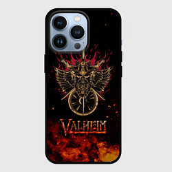 Чехол для iPhone 13 Pro Valheim символ черепа, цвет: 3D-черный