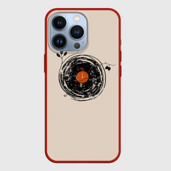 Чехол для iPhone 13 Pro Natural Vinyl Records Vintage, цвет: 3D-красный