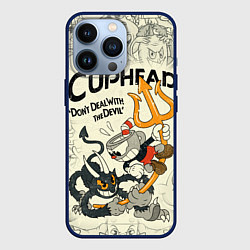Чехол для iPhone 13 Pro Cuphead and Devil, цвет: 3D-тёмно-синий