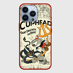 Чехол для iPhone 13 Pro Cuphead and Devil, цвет: 3D-красный