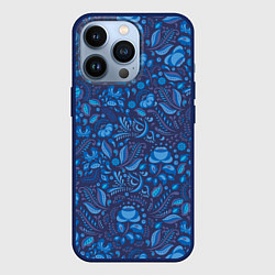 Чехол для iPhone 13 Pro ГЖЕЛЬ, цвет: 3D-тёмно-синий