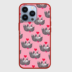 Чехол для iPhone 13 Pro Пиксельные котики, цвет: 3D-красный