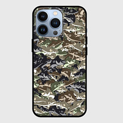 Чехол для iPhone 13 Pro Камуфляж для рыбака, цвет: 3D-черный