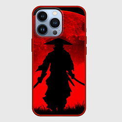Чехол для iPhone 13 Pro САМУРАЙ кровавой луны, цвет: 3D-красный